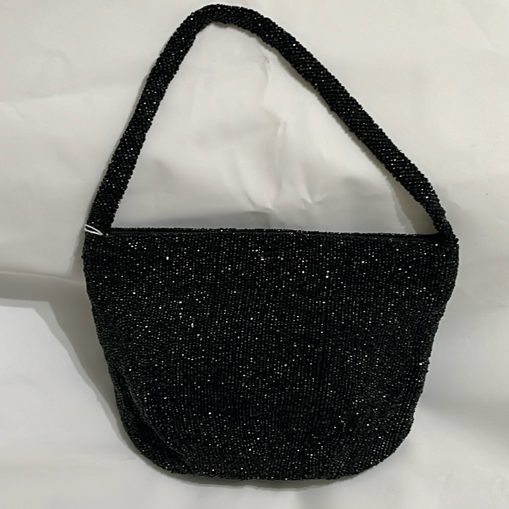 Vintage black beaded evening bag